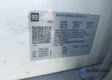 2023 Chevrolet Tahoe 2Wd Lt z USA, uszkodzony, nr VIN 1GNSCNKDXPR508633